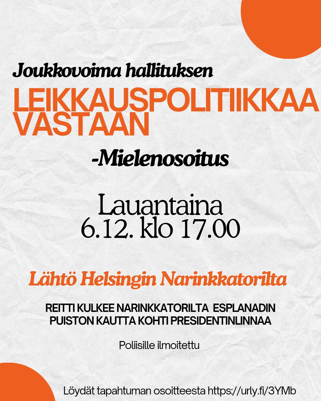 Joukkovoima hallituksen leikkauspolitiikkaa vastaan