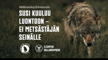 Mielenosoitus suden ja muiden villieläinten puolesta erämessuilla - Kuva 1
