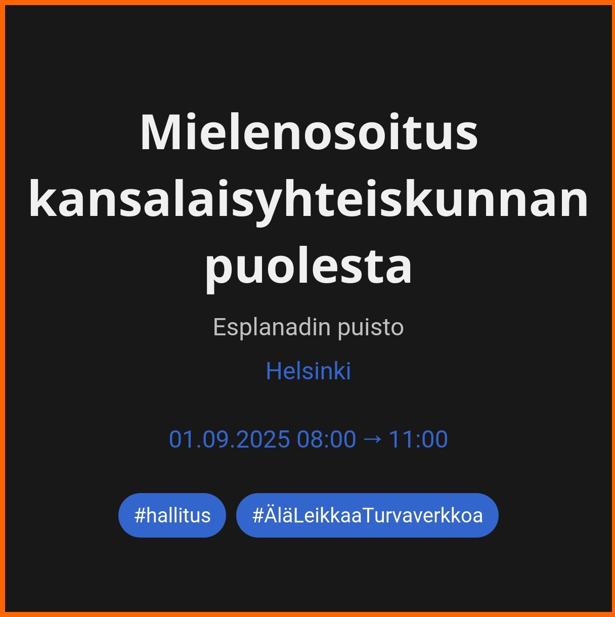Mielenosoitus kansalaisyhteiskunnan puolesta