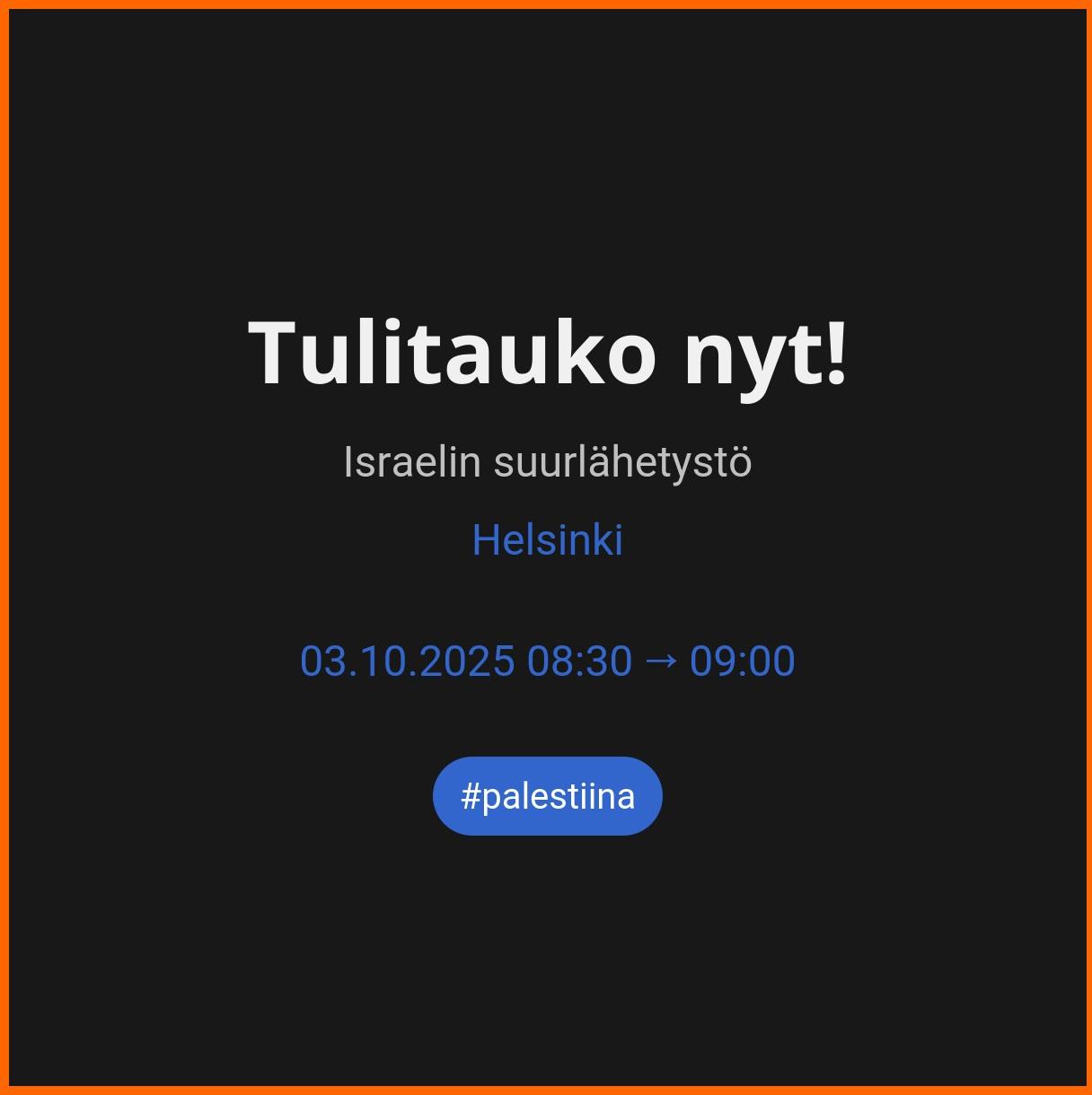 Tulitauko nyt!