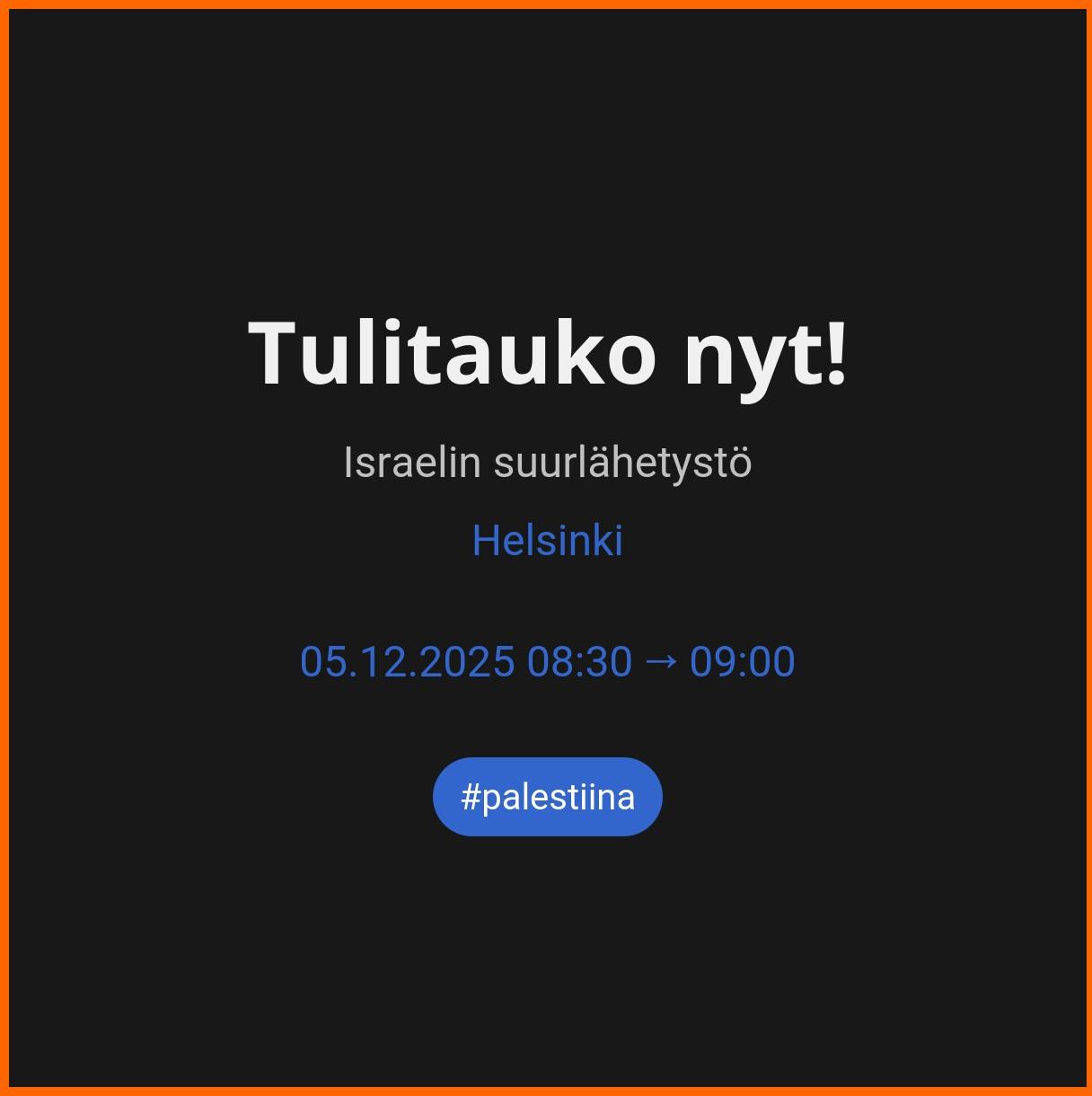 Tulitauko nyt!
