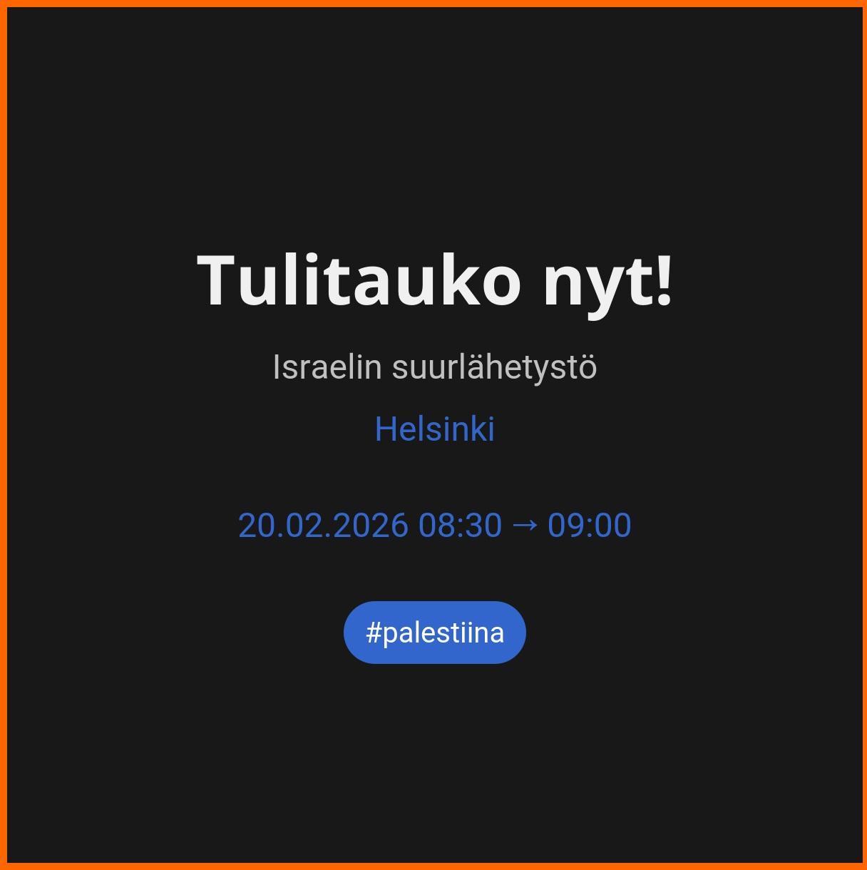 Tulitauko nyt!