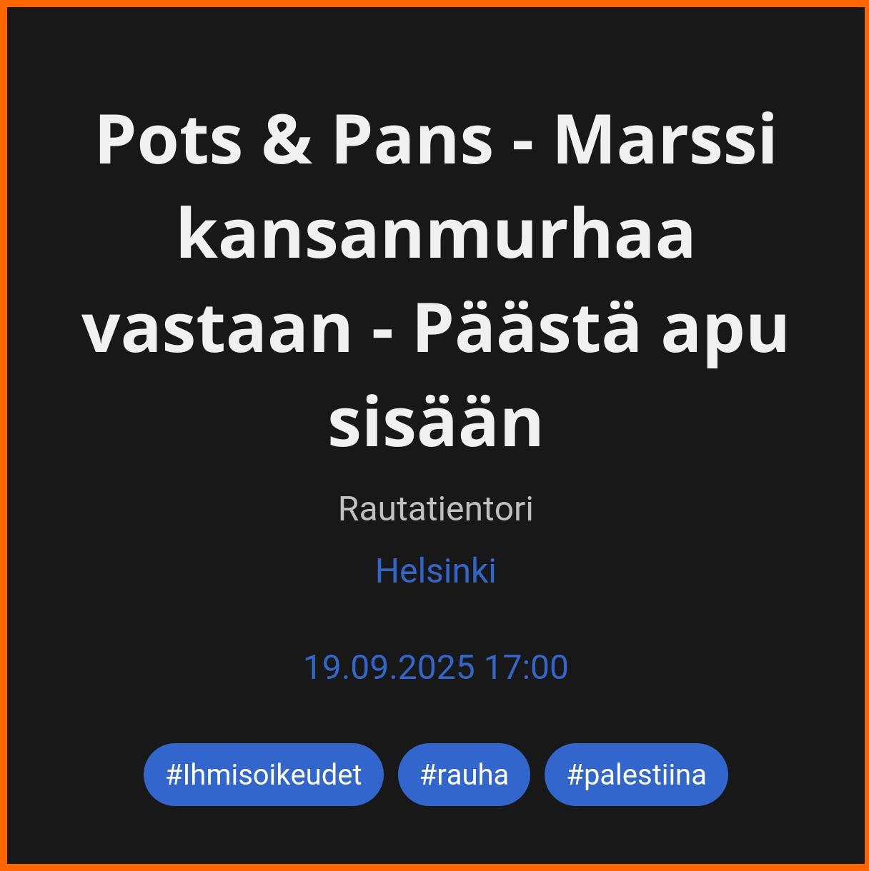 Pots & Pans - Marssi kansanmurhaa vastaan - Päästä apu sisään