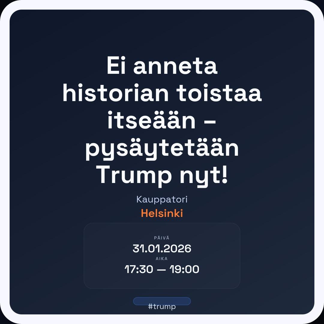 Ei anneta historian toistaa itseään – pysäytetään Trump nyt!