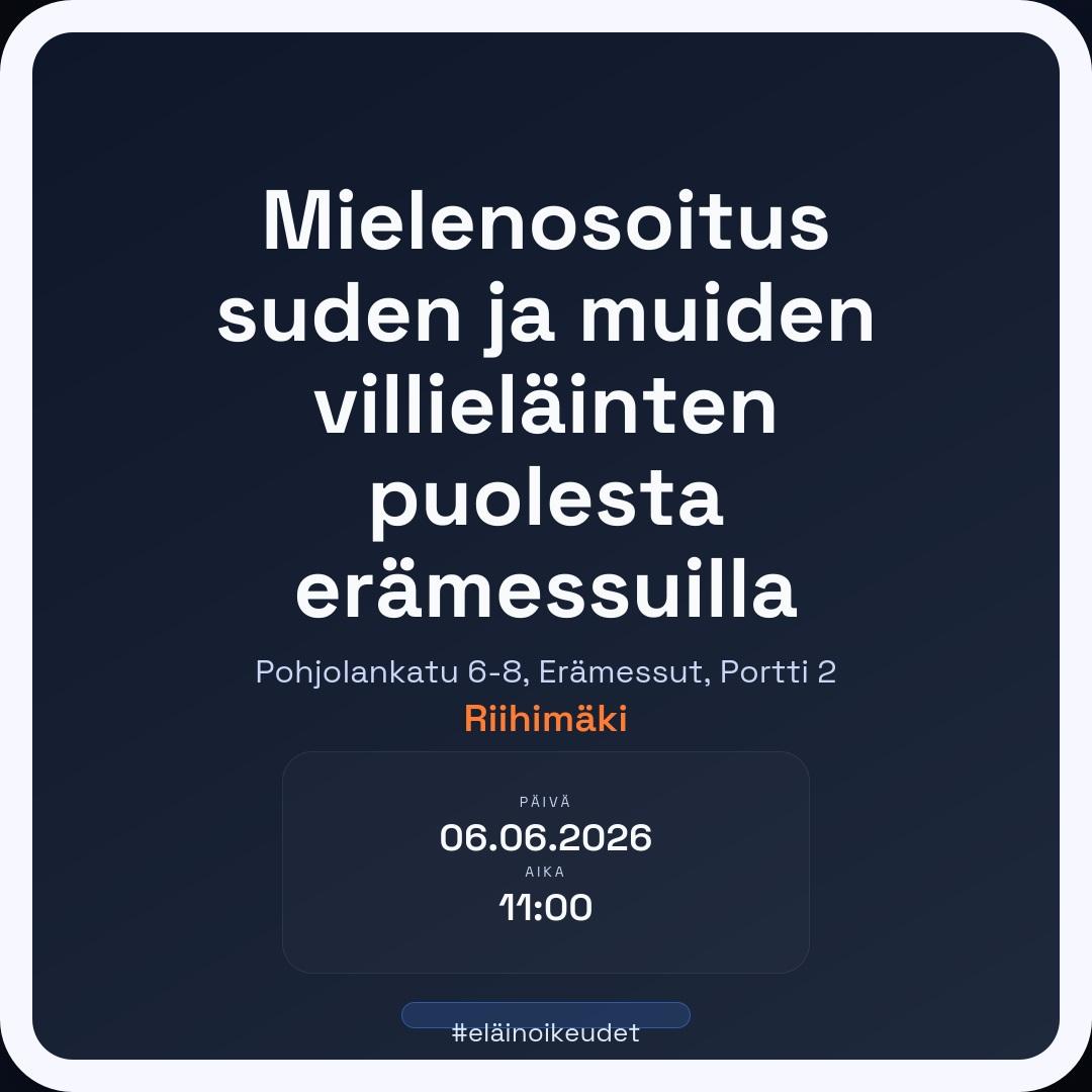 Mielenosoitus suden ja muiden villieläinten puolesta erämessuilla
